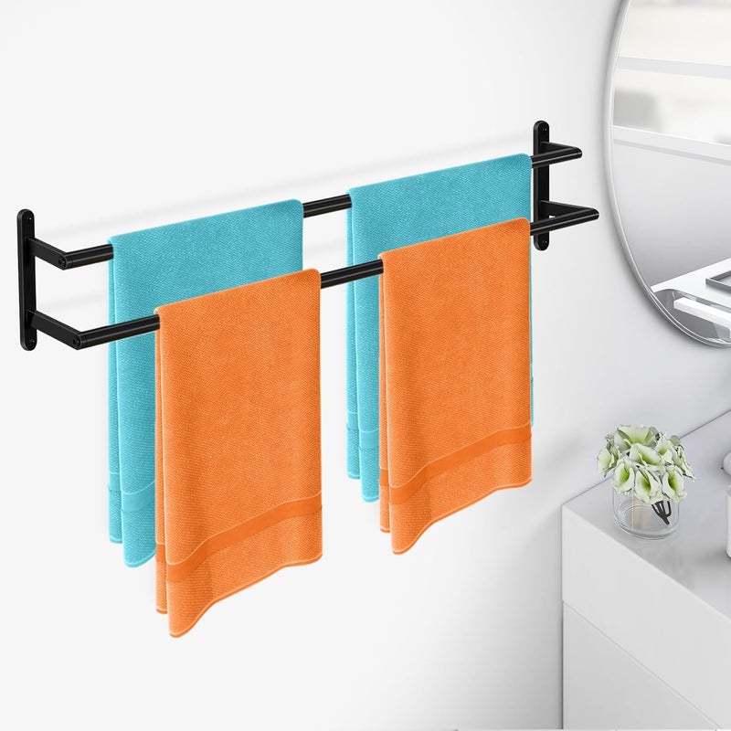 JIAPAIDUO 32Inch Double Towel Bar, Towel Rack for Bathroom, Stainless Steel Double Bath Towel Bar, Wall Mounted Towel Holder, Matte Black - Image 3